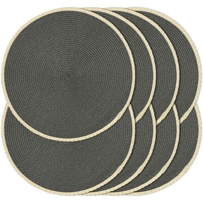 GRASSLIN Lot De 8 Sets De Table Ronds Tressés De 38,1 Cm, Antidérapants, Lavables À Bords Fins Pour Décoration De Table De Cuisine, Salle À Manger (gris Foncé, 8)'bord Fin Beige, Gris Foncé 8 Pcs'bord Fin Beig - Publicité GRASSLIN Lot De 8 Sets De Table Ronds Tressés De 38,1 Cm, Antidérapants, Lavables À Bords Fins Pour Décoration De Table De Cuisine, Salle À Manger (gris Foncé, 8)'bord Fin Beige, Gris Foncé 8 Pcs'bord Fin Beig - Publicité
