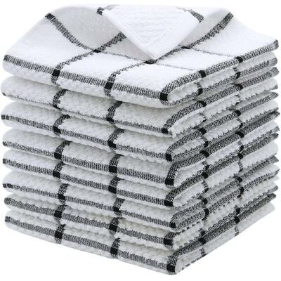 ABCRITAL Lot De 12 Torchons De Cuisine En Microfibre À Absorption Rapide, Chiffons À Vaisselle Ultra Doux En Coton Pour Nettoyer Et Sécher (gris) - Publicité ABCRITAL Lot De 12 Torchons De Cuisine En Microfibre À Absorption Rapide, Chiffons À Vaisselle Ultra Doux En Coton Pour Nettoyer Et Sécher (gris) - Publicité