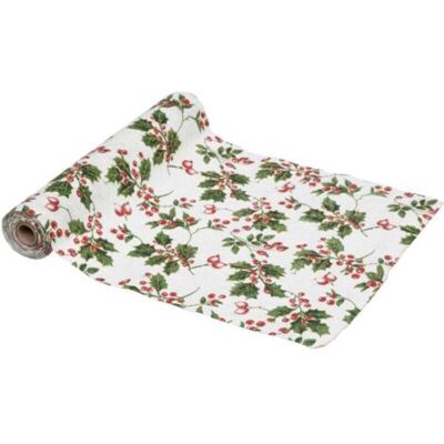 SCORPIO Chemin De Table Tissu Beige Et Houx Vert Et Rouge 28 X 300 Cm - Feeric Christmas - Publicité SCORPIO Chemin De Table Tissu Beige Et Houx Vert Et Rouge 28 X 300 Cm - Feeric Christmas - Publicité