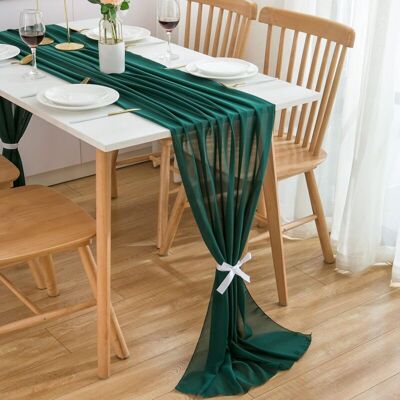 MOXIE Chemin De Table En Mousseline De Soie Décoration De Table De Mariage,rose Foncé,300 X 70 Cm,couleur Vert Forêt - Publicité MOXIE Chemin De Table En Mousseline De Soie Décoration De Table De Mariage,rose Foncé,300 X 70 Cm,couleur Vert Forêt - Publicité