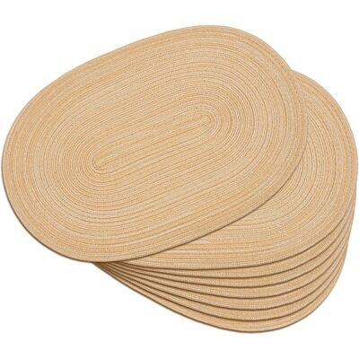 GRASSLIN Lot De 8 Sets De Table Ovales Tressés, Antidérapants, Lavables, Résistants À La Chaleur, Pour Salle À Manger, Cuisine, Fête, Décoration Quotidienne (15 Marron Café, 8)'15 Marron Café Lot De 8'15 Marro - Publicité GRASSLIN Lot De 8 Sets De Table Ovales Tressés, Antidérapants, Lavables, Résistants À La Chaleur, Pour Salle À Manger, Cuisine, Fête, Décoration Quotidienne (15 Marron Café, 8)'15 Marron Café Lot De 8'15 Marro - Publicité
