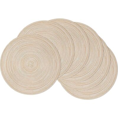Vision Lot De 6 Sets De Table Ronds Tressés De 38 Cm, Antidérapants, Résistants À La Chaleur, En Coton Et Polyester, Lavables, Pour Cuisine, Salle À Manger, Fête, Décoration De Table (beige) - Publicité Vision Lot De 6 Sets De Table Ronds Tressés De 38 Cm, Antidérapants, Résistants À La Chaleur, En Coton Et Polyester, Lavables, Pour Cuisine, Salle À Manger, Fête, Décoration De Table (beige) - Publicité