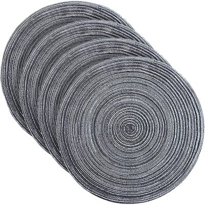 GRASSLIN Lot De 4 Sets De Table Ronds Tressés De 36 Cm - Lavables - Pour Cuisine, Salle À Manger - Antidérapants - Résistants À La Chaleur - Pour Maison, Fête De Mariage - Gris'gris'gris'- - Publicité GRASSLIN Lot De 4 Sets De Table Ronds Tressés De 36 Cm - Lavables - Pour Cuisine, Salle À Manger - Antidérapants - Résistants À La Chaleur - Pour Maison, Fête De Mariage - Gris'gris'gris'- - Publicité