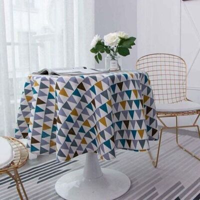 ABYSSE Nappe Ronde 150 Cm En Coton Et Lin Tissu Nappe En Sergé Simple Style Nordique Anti-tache Infroissable Décoration Pour Cuisine Salle À Manger Table (coloré, Diamètre 140cm) - Publicité ABYSSE Nappe Ronde 150 Cm En Coton Et Lin Tissu Nappe En Sergé Simple Style Nordique Anti-tache Infroissable Décoration Pour Cuisine Salle À Manger Table (coloré, Diamètre 140cm) - Publicité