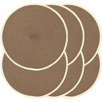 GRASSLIN Lot De 6 Sets De Table Ronds Tressés De 38,1 Cm, Antidérapants, Lavables À Bords Fins Pour Décoration De Table De Cuisine, Salle À Manger (marron, 6)'bord Fin Beige, Marron 6 Pcs'bord Fin Beige, Marro - Publicité GRASSLIN Lot De 6 Sets De Table Ronds Tressés De 38,1 Cm, Antidérapants, Lavables À Bords Fins Pour Décoration De Table De Cuisine, Salle À Manger (marron, 6)'bord Fin Beige, Marron 6 Pcs'bord Fin Beige, Marro - Publicité