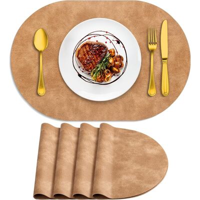 GRASSLIN Lot De 4 Sets De Table Ovales Résistants À La Chaleur, Lavables, 30,5 X 43,2 Cm, Imperméables Et Faciles À Nettoyer Pour Cuisine, Salle À Manger, Marron Clair'marron Clair 4pcs, 12" X 17"'marron Clair - Publicité GRASSLIN Lot De 4 Sets De Table Ovales Résistants À La Chaleur, Lavables, 30,5 X 43,2 Cm, Imperméables Et Faciles À Nettoyer Pour Cuisine, Salle À Manger, Marron Clair'marron Clair 4pcs, 12" X 17"'marron Clair - Publicité