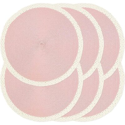 GRASSLIN Lot De 6 Sets De Table Ronds Tressés Antidérapants Et Lavables Pour Décoration De Table De Cuisine, Salle À Manger (rose Menthe), 38,1 Cm'03 Rose Clair 6 Pcs'03 Rose Clair'6 Pcs - Publicité GRASSLIN Lot De 6 Sets De Table Ronds Tressés Antidérapants Et Lavables Pour Décoration De Table De Cuisine, Salle À Manger (rose Menthe), 38,1 Cm'03 Rose Clair 6 Pcs'03 Rose Clair'6 Pcs - Publicité