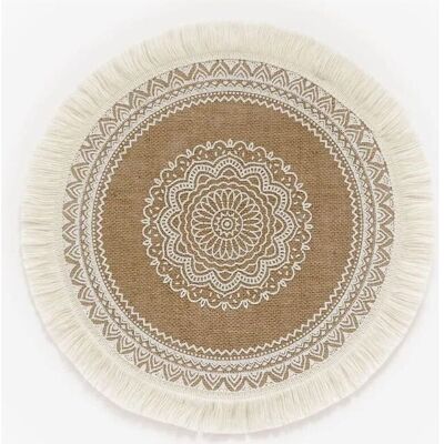 MOXIE Lot De 4 Sets De Table Ronds Imprimés Bohèmes – Sets De Table En Jute Avec Pompons De 38,1 Cm Pour Décoration De Table De Salle À Manger - Publicité MOXIE Lot De 4 Sets De Table Ronds Imprimés Bohèmes – Sets De Table En Jute Avec Pompons De 38,1 Cm Pour Décoration De Table De Salle À Manger - Publicité