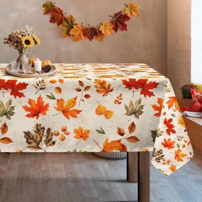 ABYSSE Nappe Rectangulaire Motif Feuilles D'Automne, Imperméable Et Résistante Aux Taches, Lavable Et Résistante Pour La Cuisine, Thanksgiving Et Le Salon (140 X 180 Cm) - Publicité ABYSSE Nappe Rectangulaire Motif Feuilles D'Automne, Imperméable Et Résistante Aux Taches, Lavable Et Résistante Pour La Cuisine, Thanksgiving Et Le Salon (140 X 180 Cm) - Publicité