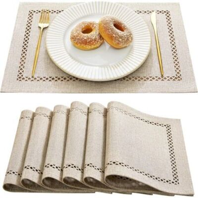Vision Ensemble De 6 Sets De Table En Lin De Style Champêtre, 33 X 45 Cm, Avec Perforations Géométriques Rustiques, Lavables Pour Les Repas, Les Fêtes Et L'Usage Quotidien - Publicité Vision Ensemble De 6 Sets De Table En Lin De Style Champêtre, 33 X 45 Cm, Avec Perforations Géométriques Rustiques, Lavables Pour Les Repas, Les Fêtes Et L'Usage Quotidien - Publicité