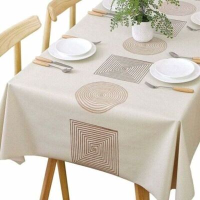 SANS MARQUE Nappe Rectangulaire Imperméable En Pvc, Nappe De Table Plastique 140 X 220cm Antitache Et Anti-huile, Nappe Beige Pour Table De Cuisine Café Salle À Manger - Publicité SANS MARQUE Nappe Rectangulaire Imperméable En Pvc, Nappe De Table Plastique 140 X 220cm Antitache Et Anti-huile, Nappe Beige Pour Table De Cuisine Café Salle À Manger - Publicité