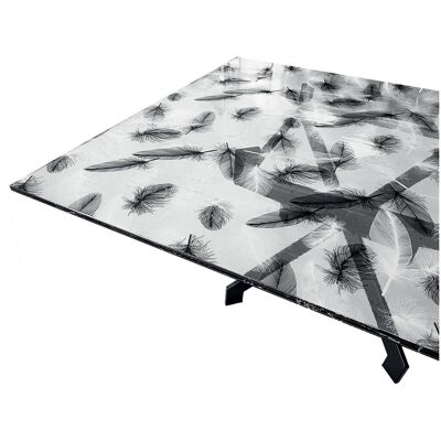 ARREDIAMOINSIEME SRL Nappe Transparente Décorée Paillettes Film Pvc Table Résistant Aux Taches Épaisse Plumes (a) - 100x280 Cm - Publicité ARREDIAMOINSIEME SRL Nappe Transparente Décorée Paillettes Film Pvc Table Résistant Aux Taches Épaisse Plumes (a) - 100x280 Cm - Publicité