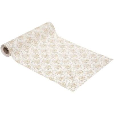 SCORPIO Chemin De Table Tissu Fond Naturel Motif Palmette Doré Pailleté 28 X 300 Cm - Feeric Christmas - Publicité SCORPIO Chemin De Table Tissu Fond Naturel Motif Palmette Doré Pailleté 28 X 300 Cm - Feeric Christmas - Publicité
