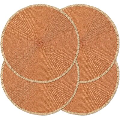 GRASSLIN Lot De 4 Sets De Table Ronds Tressés, 38,1 Cm, Sets De Table Tissés, Antidérapants Et Lavables À Bord Fin Pour Décor De Table De Cuisine Et De Salle À Manger (orange, 4)'bord Fin Marron, Orange 4 Pcs' - Publicité GRASSLIN Lot De 4 Sets De Table Ronds Tressés, 38,1 Cm, Sets De Table Tissés, Antidérapants Et Lavables À Bord Fin Pour Décor De Table De Cuisine Et De Salle À Manger (orange, 4)'bord Fin Marron, Orange 4 Pcs' - Publicité