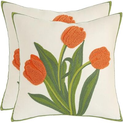 AHLSEN Bravix Lot De 2 Taies D'Oreiller Fleur De Jardin 45x45cm Housse De Coussin Brodées Pour Chambre Canapé Salon Maison Décoration Café - Publicité AHLSEN Bravix Lot De 2 Taies D'Oreiller Fleur De Jardin 45x45cm Housse De Coussin Brodées Pour Chambre Canapé Salon Maison Décoration Café - Publicité