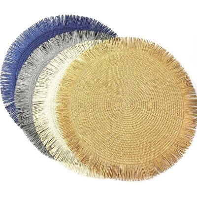 GRASSLIN Lot De 4 Sets De Table Ronds En Paille De Papier Tissé Avec Pompons - 38 Cm - Bleu Marine + Gris + Beige + Kaki'bleu Marine + Gris + Beige + Kaki'bleu Marine + Gris + Beige + Kaki'- - Publicité GRASSLIN Lot De 4 Sets De Table Ronds En Paille De Papier Tissé Avec Pompons - 38 Cm - Bleu Marine + Gris + Beige + Kaki'bleu Marine + Gris + Beige + Kaki'bleu Marine + Gris + Beige + Kaki'- - Publicité
