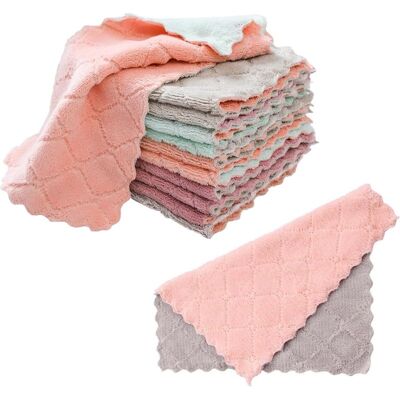 Vision Lot De 12 Torchons En Velours Corail, Chiffons En Microfibre, Lingettes Absorbantes Et Dégraissantes - Publicité Vision Lot De 12 Torchons En Velours Corail, Chiffons En Microfibre, Lingettes Absorbantes Et Dégraissantes - Publicité