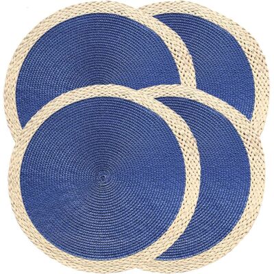 GRASSLIN Sets De Table Ronds Tressés - Lot De 4 Sets De Table De 38 Cm - Lavables - Résistants À La Chaleur - Pour Table À Manger - Antidérapants - Usage Intérieur/extérieur - Sets De Table Pour'bleu (01) 4 Pc - Publicité GRASSLIN Sets De Table Ronds Tressés - Lot De 4 Sets De Table De 38 Cm - Lavables - Résistants À La Chaleur - Pour Table À Manger - Antidérapants - Usage Intérieur/extérieur - Sets De Table Pour'bleu (01) 4 Pc - Publicité