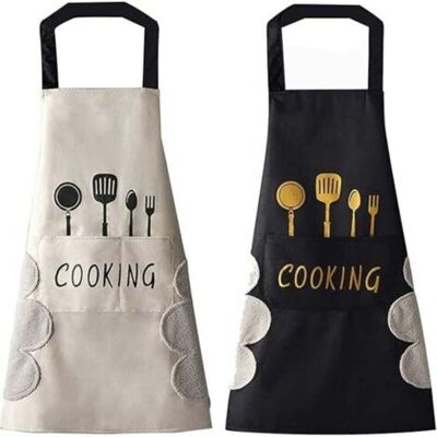 ABYSSE 2 Pcs Tablier De Cuisine(blanc Et Noir) Pour Femme Avec Poches Pour Essuyer Les Mains, Grande Poche, Essuyage À La Main, Imperméable Pour La Cuisine Et La Pâtisserie - Publicité ABYSSE 2 Pcs Tablier De Cuisine(blanc Et Noir) Pour Femme Avec Poches Pour Essuyer Les Mains, Grande Poche, Essuyage À La Main, Imperméable Pour La Cuisine Et La Pâtisserie - Publicité