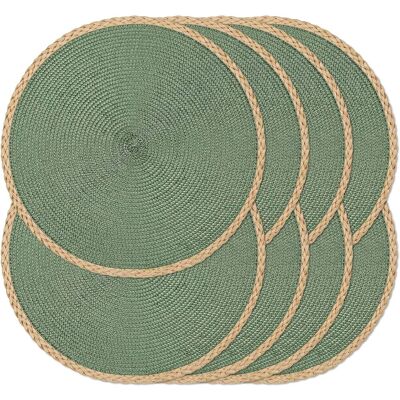 GRASSLIN Lot De 8 Sets De Table Ronds Tressés De 38,1 Cm, Lavables, Faciles À Nettoyer, Résistants À La Chaleur, Décoration Pour Fêtes De Vacances, Intérieur Ou Extérieur, Usage Quotidien (bord'bord Fin Vert L - Publicité GRASSLIN Lot De 8 Sets De Table Ronds Tressés De 38,1 Cm, Lavables, Faciles À Nettoyer, Résistants À La Chaleur, Décoration Pour Fêtes De Vacances, Intérieur Ou Extérieur, Usage Quotidien (bord'bord Fin Vert L - Publicité