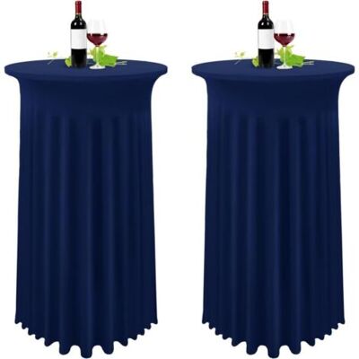 ABYSSE Lot De 2 Bleu Foncé Housse Pour Table Haute, Nappe Mange Debout 80 X 110 Cm, Bleu Marine Nappe Jupe Plissée - Publicité ABYSSE Lot De 2 Bleu Foncé Housse Pour Table Haute, Nappe Mange Debout 80 X 110 Cm, Bleu Marine Nappe Jupe Plissée - Publicité