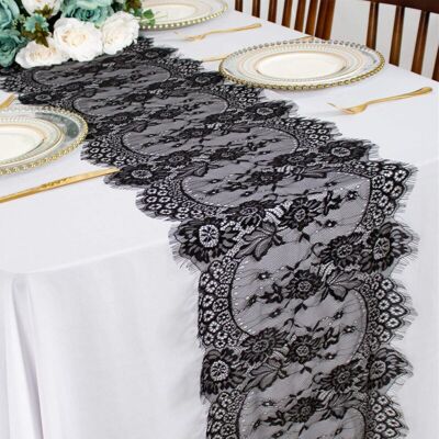 MOXIE Chemin De Table En Dentelle Noire - 34 X 300 Cm - Petit Chemin De Table En Lin - Style Rustique Bohème - Publicité MOXIE Chemin De Table En Dentelle Noire - 34 X 300 Cm - Petit Chemin De Table En Lin - Style Rustique Bohème - Publicité