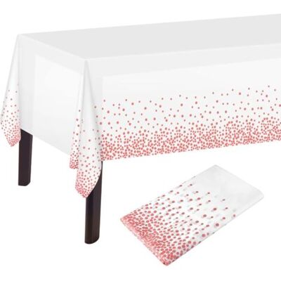 SCORPIO Lot De 2 Nappe À Pois Blanc Et Or Rose Rectangle 137 X 274 Cm En Plastique Pour Décorations De Table D'Anniversaire - Publicité SCORPIO Lot De 2 Nappe À Pois Blanc Et Or Rose Rectangle 137 X 274 Cm En Plastique Pour Décorations De Table D'Anniversaire - Publicité