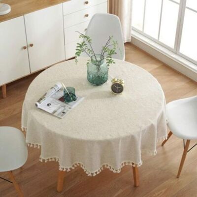 SANS MARQUE Nappes Ronde Nappe De Couleur Unie Tassel Nappe De Coton Polyvalente Intérieure Et Extérieure(120cm) - Publicité SANS MARQUE Nappes Ronde Nappe De Couleur Unie Tassel Nappe De Coton Polyvalente Intérieure Et Extérieure(120cm) - Publicité