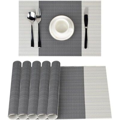 MOXIE 6pcs Sets De Table Anti-glissant En Pvc Napperon Lavables(45x30cm) Napperons Pour Cuisine, Salon, Jardin Ou Salle À Manger (rayé Gris) - Publicité MOXIE 6pcs Sets De Table Anti-glissant En Pvc Napperon Lavables(45x30cm) Napperons Pour Cuisine, Salon, Jardin Ou Salle À Manger (rayé Gris) - Publicité