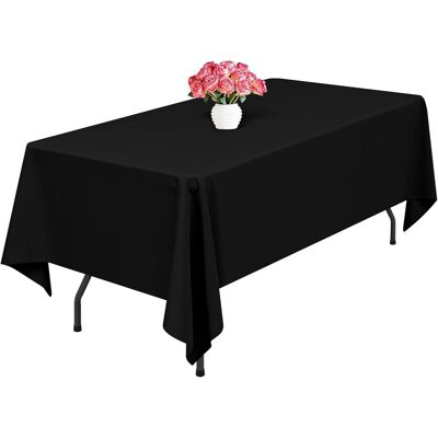 GRASSLIN 1 Nappe Rectangulaire Polyester Noir, 153x260 Cm, Résistante Taches Et Plis, Pour Mariage Restaurant Fête - Publicité GRASSLIN 1 Nappe Rectangulaire Polyester Noir, 153x260 Cm, Résistante Taches Et Plis, Pour Mariage Restaurant Fête - Publicité
