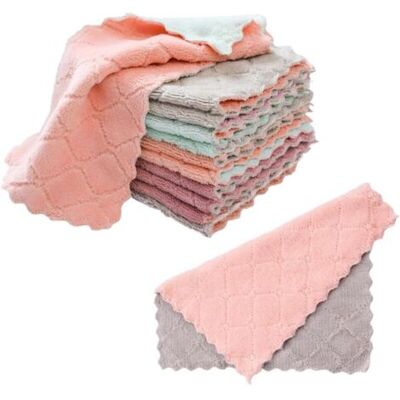 Bunthaus Lot De 12 Torchons En Velours Corail, Chiffons De Nettoyage De Cuisine, Chiffons En Microfibre, Chiffons Absorbants Et Éliminant L'Huile, Lavettes - Publicité Bunthaus Lot De 12 Torchons En Velours Corail, Chiffons De Nettoyage De Cuisine, Chiffons En Microfibre, Chiffons Absorbants Et Éliminant L'Huile, Lavettes - Publicité