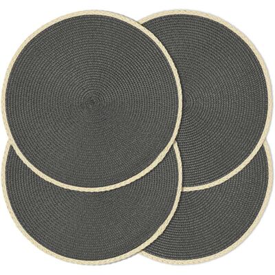 GRASSLIN Lot De 4 Sets De Table Ronds Tressés De 38,1 Cm, Antidérapants, Lavables À Bords Fins Pour Décoration De Table De Cuisine, Salle À Manger (gris Foncé, 4)'bord Fin Beige, Gris Foncé 4 Pcs'bord Fin Beig - Publicité GRASSLIN Lot De 4 Sets De Table Ronds Tressés De 38,1 Cm, Antidérapants, Lavables À Bords Fins Pour Décoration De Table De Cuisine, Salle À Manger (gris Foncé, 4)'bord Fin Beige, Gris Foncé 4 Pcs'bord Fin Beig - Publicité