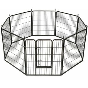 Bc-elec - 5663-1305 Parc à Chiots, enclos pour chiens et autres animaux, 8 panneaux 80x80, modulable - Noir - Publicité