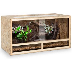 IDMARKET Terrarium en bois osb pour reptiles et batraciens aérations latérales 115 cm - Bois-clair - Publicité