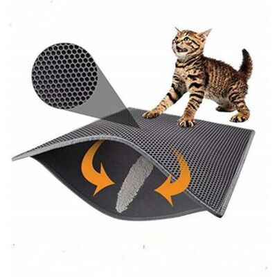 ABYSSE Tapis De Litière Pour Chat, Pliable Double Couche Nid D'Abeille Étanche Chat Mangeoire Tapis De Protection De Sol Et Tapis Facile À Nettoyer (40 50cm) - Publicité ABYSSE Tapis De Litière Pour Chat, Pliable Double Couche Nid D'Abeille Étanche Chat Mangeoire Tapis De Protection De Sol Et Tapis Facile À Nettoyer (40 50cm) - Publicité