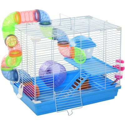 ARRIGONI Cage À Hamster Rongeur 2 Niveaux Avec Tunnel, Biberon Eau, Roue, Maisonnette, Échelles Dim. 46l X 30l X 37h Cm - Publicité ARRIGONI Cage À Hamster Rongeur 2 Niveaux Avec Tunnel, Biberon Eau, Roue, Maisonnette, Échelles Dim. 46l X 30l X 37h Cm - Publicité