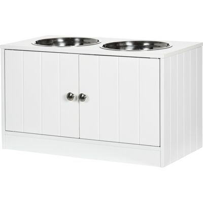 OEM Gamelles Chiens Surélevées Gamelle Double Chien Chat Porte-gamelles 60 X 30 X 35,5 Cm 2 Gamelles 2l Acier Inox Incluses Bois Blanc - Publicité OEM Gamelles Chiens Surélevées Gamelle Double Chien Chat Porte-gamelles 60 X 30 X 35,5 Cm 2 Gamelles 2l Acier Inox Incluses Bois Blanc - Publicité