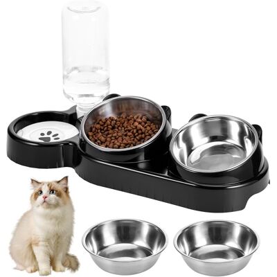 GRASSLIN 1 Ensemble Gamelle Chat, Bol Inox Surélevé, Distributeur Eau 500ml, Base Pp, Pour Chats Et Petits Chiens - Publicité GRASSLIN 1 Ensemble Gamelle Chat, Bol Inox Surélevé, Distributeur Eau 500ml, Base Pp, Pour Chats Et Petits Chiens - Publicité