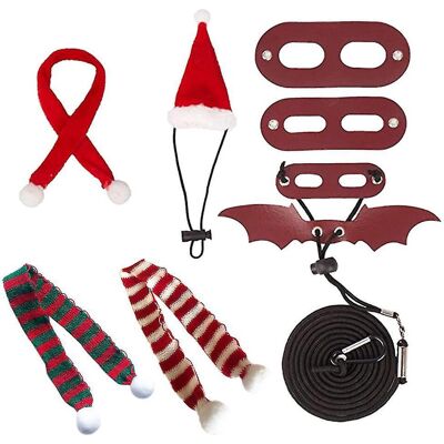 LISATR Harnais De Laisse Réglable Pour Lézard, Laisses D'Entraînement En Cuir, Chapeau De Noël - Publicité LISATR Harnais De Laisse Réglable Pour Lézard, Laisses D'Entraînement En Cuir, Chapeau De Noël - Publicité