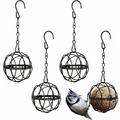 Vision 4pcs Mangeoires Oiseaux À Suspendre En Métal Porte Boule De Graisse À Oiseaux Intérieur Extérieur Noir 7cm De Diamètre Distributeur Nourriture Avec 4 Crochets En Forme S - Publicité Vision 4pcs Mangeoires Oiseaux À Suspendre En Métal Porte Boule De Graisse À Oiseaux Intérieur Extérieur Noir 7cm De Diamètre Distributeur Nourriture Avec 4 Crochets En Forme S - Publicité