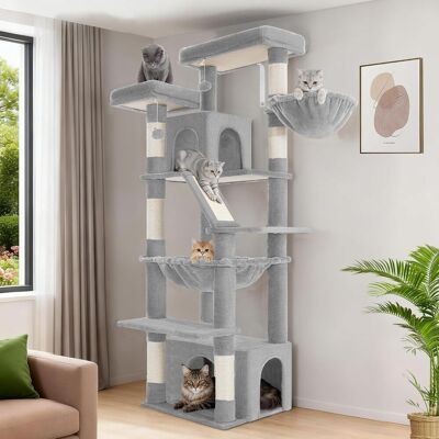 OEM Arbre À Chat 183 Cm – 2 Plateformes 55x30 Cm Et 30x30 Cm – 2 Niches 55x30 Cm Et 30x30 Cm – 6 Griffoirs En Sisal – Panier Et Hamac Inclus - Publicité OEM Arbre À Chat 183 Cm – 2 Plateformes 55x30 Cm Et 30x30 Cm – 2 Niches 55x30 Cm Et 30x30 Cm – 6 Griffoirs En Sisal – Panier Et Hamac Inclus - Publicité