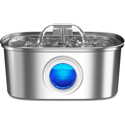 Vision Fontaine À Eau Pour Chat En Acier Inoxydable : 3,2 L (108 Oz) Distributeur D'Eau Automatique Pour Animaux De Compagnie Avec Fenêtre De Niveau D'Eau Pour Chats D'Intérieur. Publicité Vision Fontaine À Eau Pour Chat En Acier Inoxydable : 3,2 L (108 Oz) Distributeur D'Eau Automatique Pour Animaux De Compagnie Avec Fenêtre De Niveau D'Eau Pour Chats D'Intérieur. Publicité