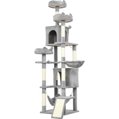 HEAT Arbre À Chat, Tour De Jeu Pour Chats, 8 Poteaux À Griffer, 4 Plateformes, 2 Cachettes, Échelle Et 3 Balles, Hauteur 192 Cm, Gris - Publicité HEAT Arbre À Chat, Tour De Jeu Pour Chats, 8 Poteaux À Griffer, 4 Plateformes, 2 Cachettes, Échelle Et 3 Balles, Hauteur 192 Cm, Gris - Publicité
