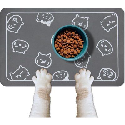 Vision Lot De 2 Tapis De Gamelle Pour Animaux De Compagnie, Antidérapants Et Super Absorbants, Avec Plusieurs Logos De Têtes De Chat, 45 X 30 Cm, Gris Foncé - Publicité Vision Lot De 2 Tapis De Gamelle Pour Animaux De Compagnie, Antidérapants Et Super Absorbants, Avec Plusieurs Logos De Têtes De Chat, 45 X 30 Cm, Gris Foncé - Publicité