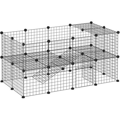 ARRIGONI Cage Parc Clôture Pour Animaux Domestiques Enclos Pour Petits Animaux 146 X 73 X 73 Cm Modulable 2 Niveaux 36 Panneaux Bords Arrondis Fil En Acier Noir - Publicité ARRIGONI Cage Parc Clôture Pour Animaux Domestiques Enclos Pour Petits Animaux 146 X 73 X 73 Cm Modulable 2 Niveaux 36 Panneaux Bords Arrondis Fil En Acier Noir - Publicité