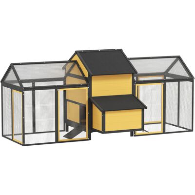 ARRIGONI Poulailler Avec 2 Enclos Exterieurs 1 Nichoir Et Toit Asphalte Jaune - Publicité ARRIGONI Poulailler Avec 2 Enclos Exterieurs 1 Nichoir Et Toit Asphalte Jaune - Publicité