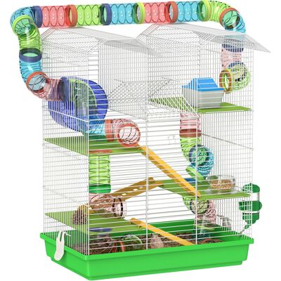 ARRIGONI Cage Pour Hamster Souris Petit Animaux Rongeur Avec Tunnel Mangeoire Roue Jouet 47 X 30 X 59 Cm Vert - Publicité ARRIGONI Cage Pour Hamster Souris Petit Animaux Rongeur Avec Tunnel Mangeoire Roue Jouet 47 X 30 X 59 Cm Vert - Publicité
