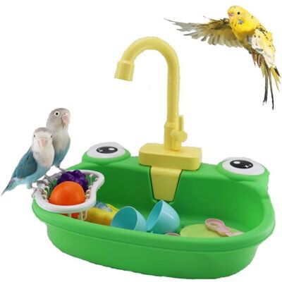 FANGMEDIA Baignoire Pour Perroquet, Baignoire Automatique Pour Oiseaux Avec Robinet, Boîte De Douche Multifonctionnelle Pour Perruches, Jouets De Salle De Bain Pour Oiseaux De Petite Et Moyenne Taille - Publicité FANGMEDIA Baignoire Pour Perroquet, Baignoire Automatique Pour Oiseaux Avec Robinet, Boîte De Douche Multifonctionnelle Pour Perruches, Jouets De Salle De Bain Pour Oiseaux De Petite Et Moyenne Taille - Publicité