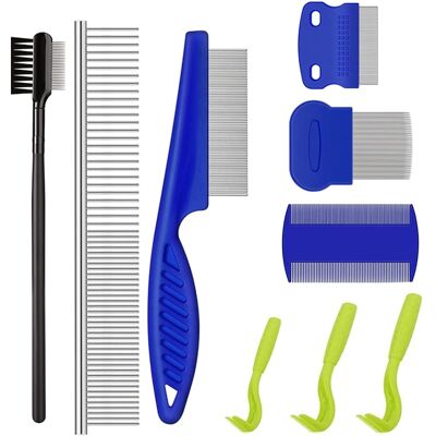 SANS MARQUE 9 Pcs Kit De Peigne Anti Puce Chiens Et Chats,peigne Anti Poux,peigne Anti Puces Pour Chat, Elimination Poux Et Poussière Outil De Toilettage En Acier Inoxydable Avec Pointes Arrondies - Publicité SANS MARQUE 9 Pcs Kit De Peigne Anti Puce Chiens Et Chats,peigne Anti Poux,peigne Anti Puces Pour Chat, Elimination Poux Et Poussière Outil De Toilettage En Acier Inoxydable Avec Pointes Arrondies - Publicité