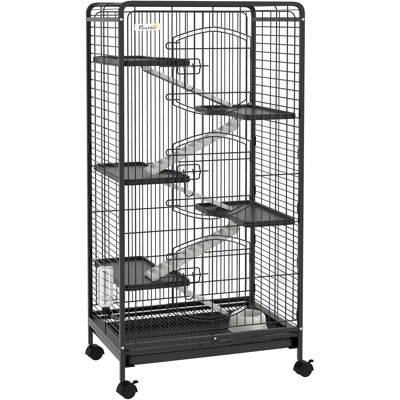 HEAT Cage À Roulettes Pour Petits Animaux Avec 5 Rampes, 5 Plateformes, Gamelle Et Biberon De 250 Ml, Plateau De Fond Amovible - Publicité HEAT Cage À Roulettes Pour Petits Animaux Avec 5 Rampes, 5 Plateformes, Gamelle Et Biberon De 250 Ml, Plateau De Fond Amovible - Publicité